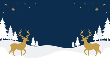 A serene and enchanting christmas scene featuring majestic deer amidst a snowy forest under a sparkling star filled night sky perfect for © Vectorhouettefile