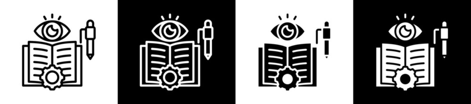 Supervised Learning Icon Set In Black And White Filled Style Collection