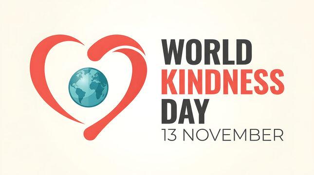 World kindness day design featuring globe and stylized heart outline earth globe human kindness kind heart