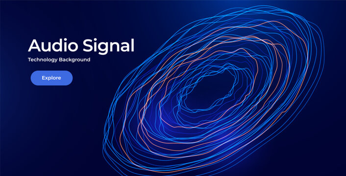 Blue Sound Wave Ripple Digital Equalizer Design. Big Data AI Voice Audio Visualization. Digital Water Drop Waves Concept. Abstract Audio Ripple Wave Effect. Water Drop. Vector Illustration