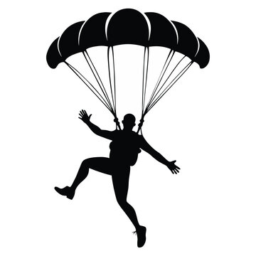 Skydiver Silhouette Vector Illustration &ndash; Extreme Sport and Parachuting