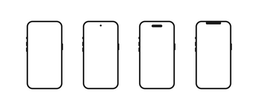 Smartphone Frame Mockup Vector Illustration Set. Modern Mobile Screen Template Evolution