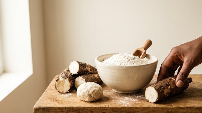 Cassava flour and fresh roots for ingredient marketing