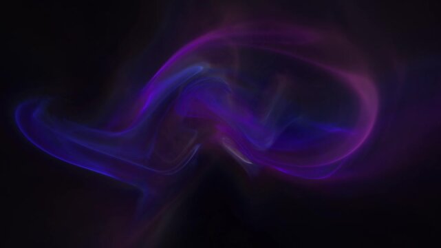 Glowing violet and blue ring of churning plasma threads on black, abstract energy seamless loop