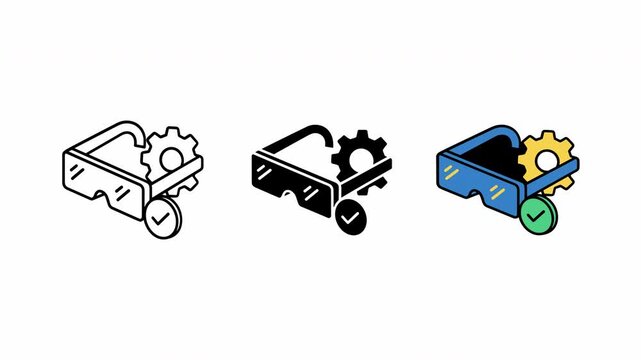 Animated icons of a car with gears and checkmark developing over time