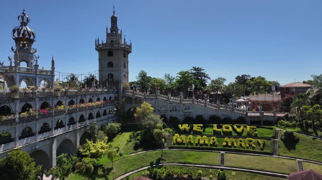 Garden courtyard and architecture at Simala Shrine, Cebu