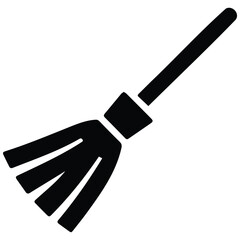 Fototapeta premium Broom vector silhouette illustration for halloween witch flying object or cleaning tool.