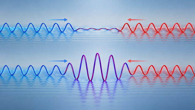 Destructive and Constructive Interference Wave Illustration