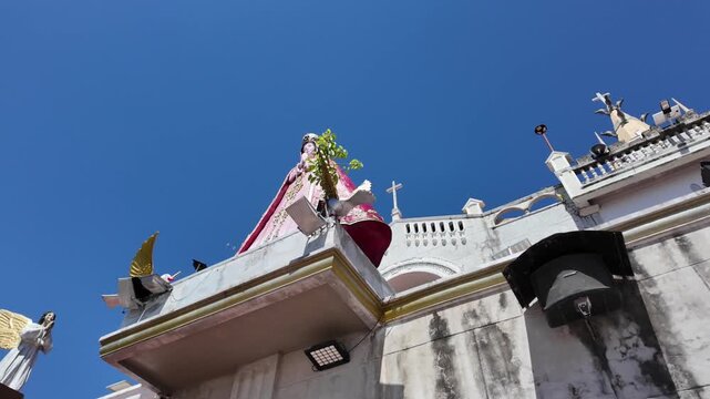 Church bell and roof architecture at Simala Shrine, Cebu
