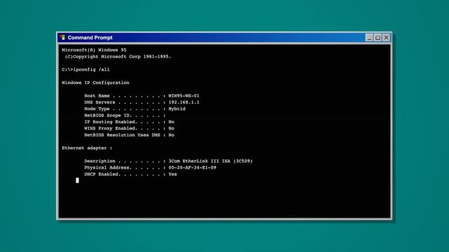 Retro Computer Command Prompt Interface Window