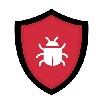malware shield computer bug cybersecurity virus threat alert red icon