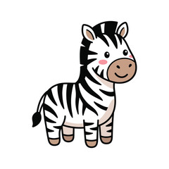 Obraz premium Cute cartoon zebra illustration sitting upright with black and white stripes for children’s media and branding
