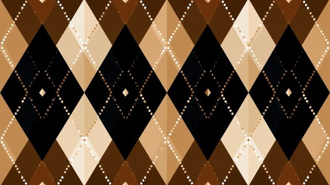 Classic Argyle Seamless Diamond Pattern in Black Brown and Beige Tones