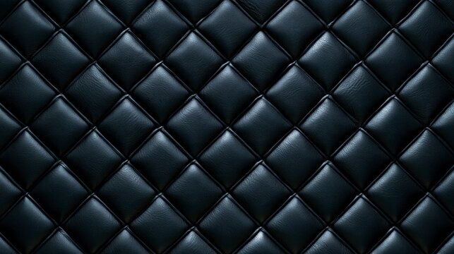Dark Navy Blue Quilted Leather Texture with Diamond Pattern for Luxury Background