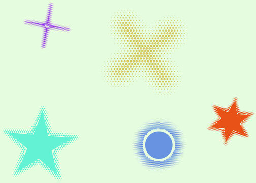 Colorful pixel art star and shape collection