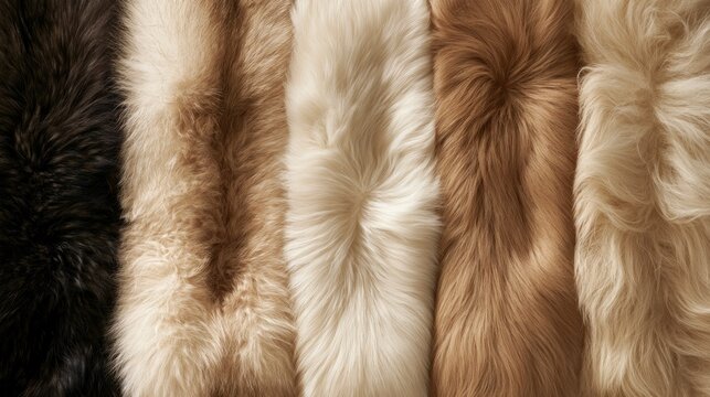 Collection of Soft Fluffy Faux Fur Textures in Various Natural Shades