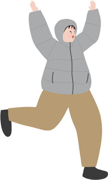 Adult Man in Winter Clothing Outdoor Activities Cold Weather Lifestyle Character Illustration
