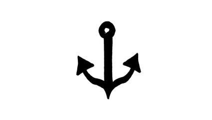 Black anchor icon, featuring simple nautical anchor outline with three directional points and strong graphic symmetry, carefully composed as a clean high quality stock visual with balanced composition © Ahmad