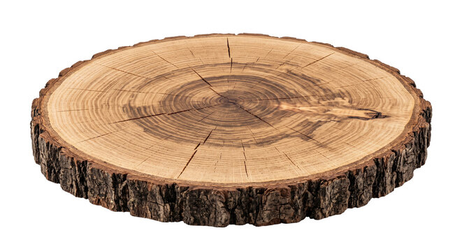cross section of tree stump slice isolated on transparent background
