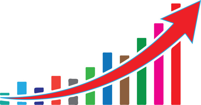 Growth chart with upward trend bar graph illustration