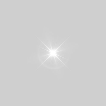 Elegant White Star Sparkle with Lens Flare and Magic Glow Effect PNG