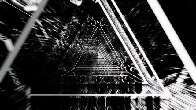Black and white grey neon triangle gradient VJ seamless loop