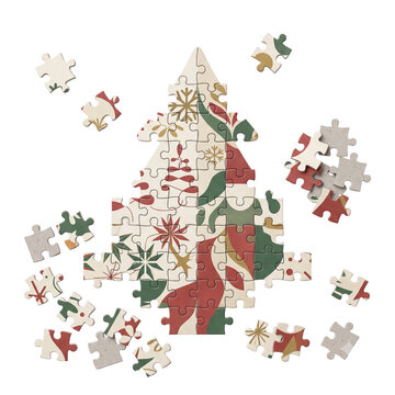 Christmas Tree Puzzle Pieces