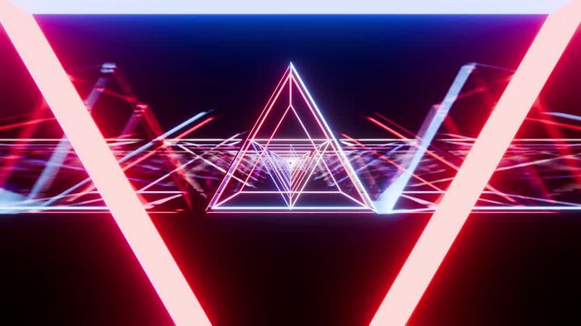 New triangles sci fi VJ loop space background animation red blue police