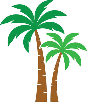 Two stylized palm trees illustration isolated on a white background