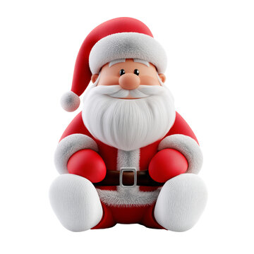 Isolated cutout happy smiling santa claus on transparent background. Generative Ai