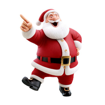 Isolated cutout happy smiling santa claus jumping and dancing on transparent background. Generative Ai