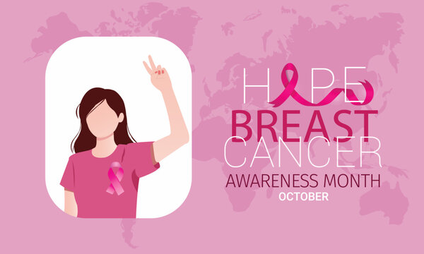 Breast Cancer Awareness Month Pink Ribbon and World Map Illustration