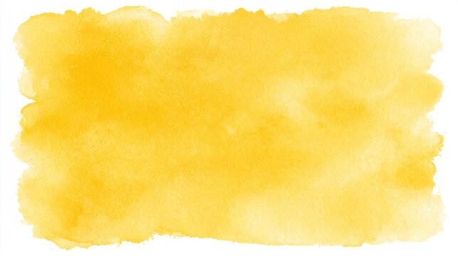 Abstract yellow watercolor wash on white background with textured edges
