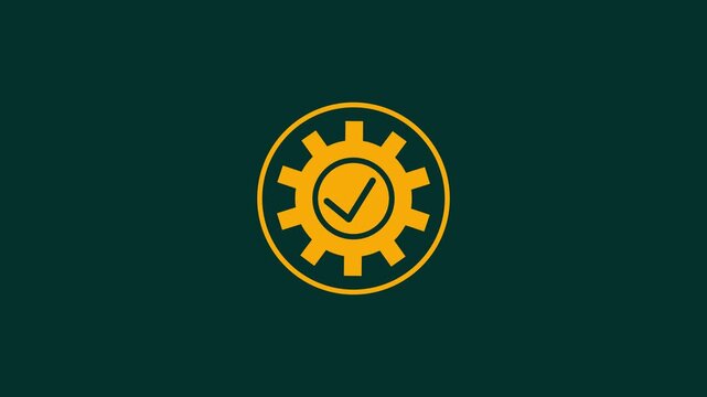 Animated gear icon with checkmark symbol for system optimization