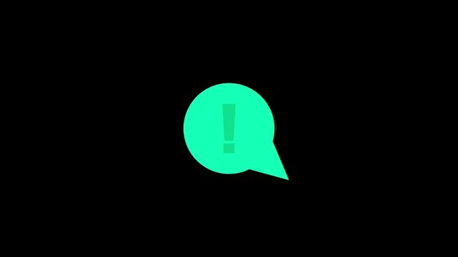Animated green speech bubble icon with exclamation mark for notifications and alerts
