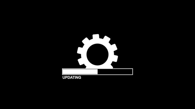 Digital gear icon loading bar animation for software updating