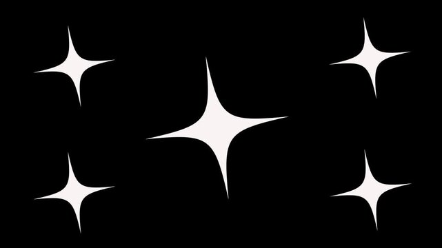 Twinkling star vector glowing star light effect doodle style on black screen chroma key twinkle sparkle stars animation star twinkling for festive holiday event. 4k