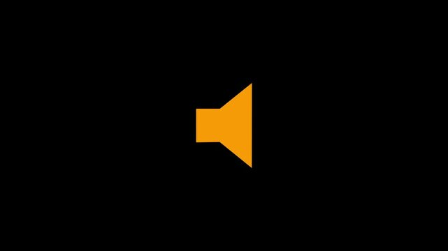 Minimalist orange speaker icon animation on black background