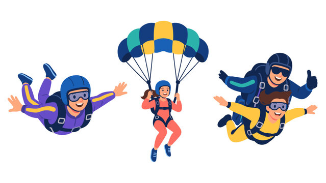 Skydivers jumping illustration
