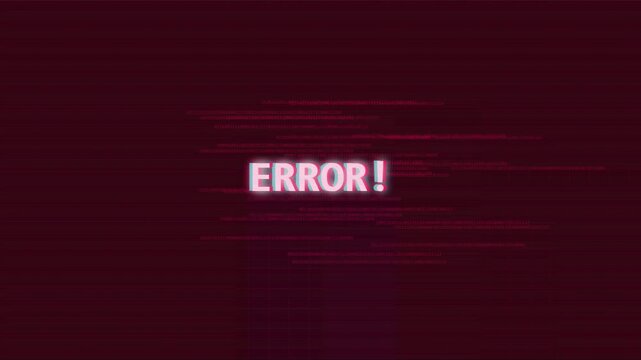 Digital Glitch Error Screen With Dark Red Background And Distorted Text For System Failure Alerts