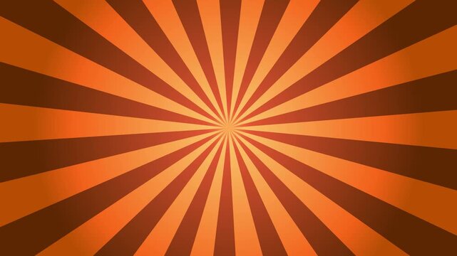 Orange radiant sunburst background rotating. comic sunburst background loop. radiating rays of light, pattern for motion, rotating optical illusion rays 4k video.