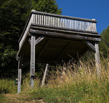 Observation platform at the upper station of the chair lift on Schneeberg at Puchberg am Schneeberg in Lower Austria,Austria,Europe
