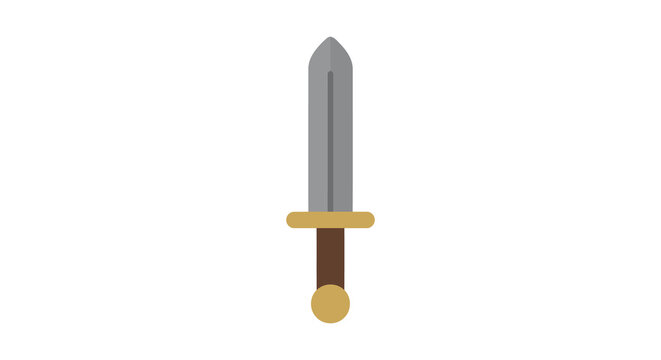 Flat vector illustration of a medieval sword against a white background
