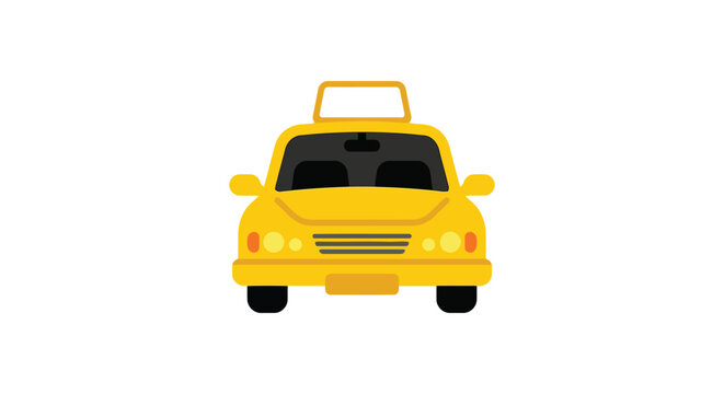 Yellow taxi cab illustration features a flat design on a white background