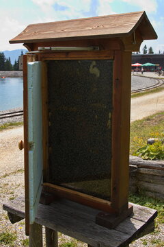 Observation beehive on B&uuml;rgeralpe over Mariazell in Styria,Austria,Europe
