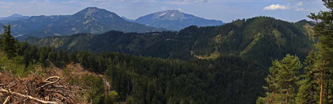 View of Gemeindealpe and &Ouml;tscher from B&uuml;rgeralpe over Mariazell in Styria,Austria,Europe
