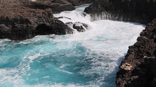 The Blue Eye or Olho Azul at the Island Sal, Cape Verde, Africa