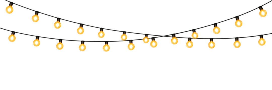 Warm String Lights for Decor, on a isolated transparent background