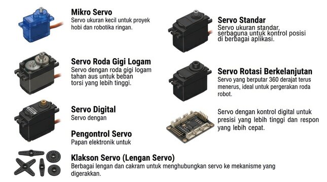 Minimalist Collection of Various Types of Servo Motors with Accessories for Robotics Projects with high quality professional line art symbols for modern creative design and digital branding projects