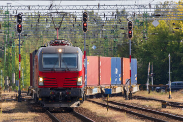Electric freight locomotive container railway © Bence
